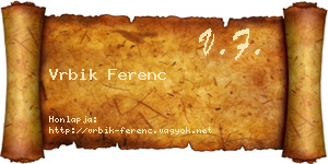 Vrbik Ferenc névjegykártya