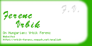ferenc vrbik business card